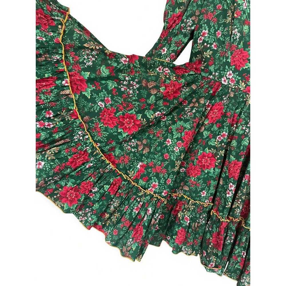 Vintage Poinsettia Christmas Holiday Dress Pineco… - image 2