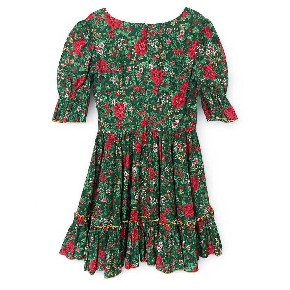 Vintage Poinsettia Christmas Holiday Dress Pineco… - image 4