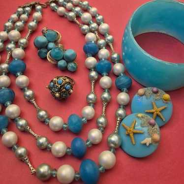 Vintage jewelry bundle. Multi strand necklace Luc… - image 1