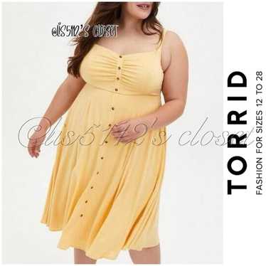 Torrid Yellow Midi Textured Button Front Swing Dre