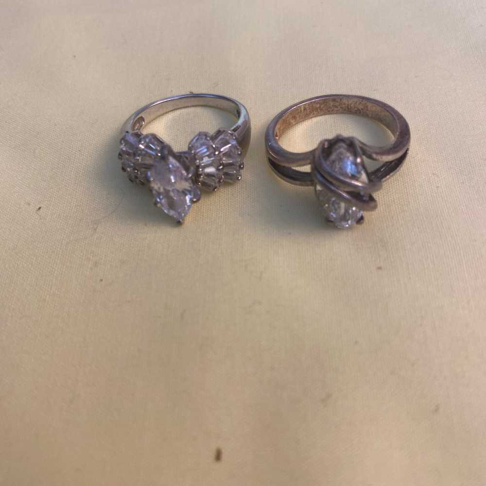 2 Sterling Silver rings size 7 - image 1