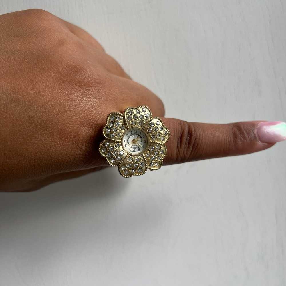 Gold Rhinestone Kim Roger’s Ring Watch - image 4