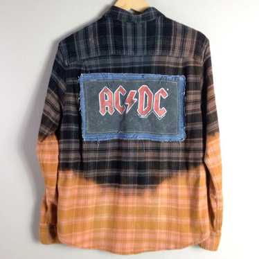 Streetwear Upcycled ACDC Metal Band flannel distr… - image 1