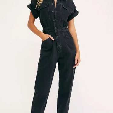 Nwot free people black denim Jumpsuit