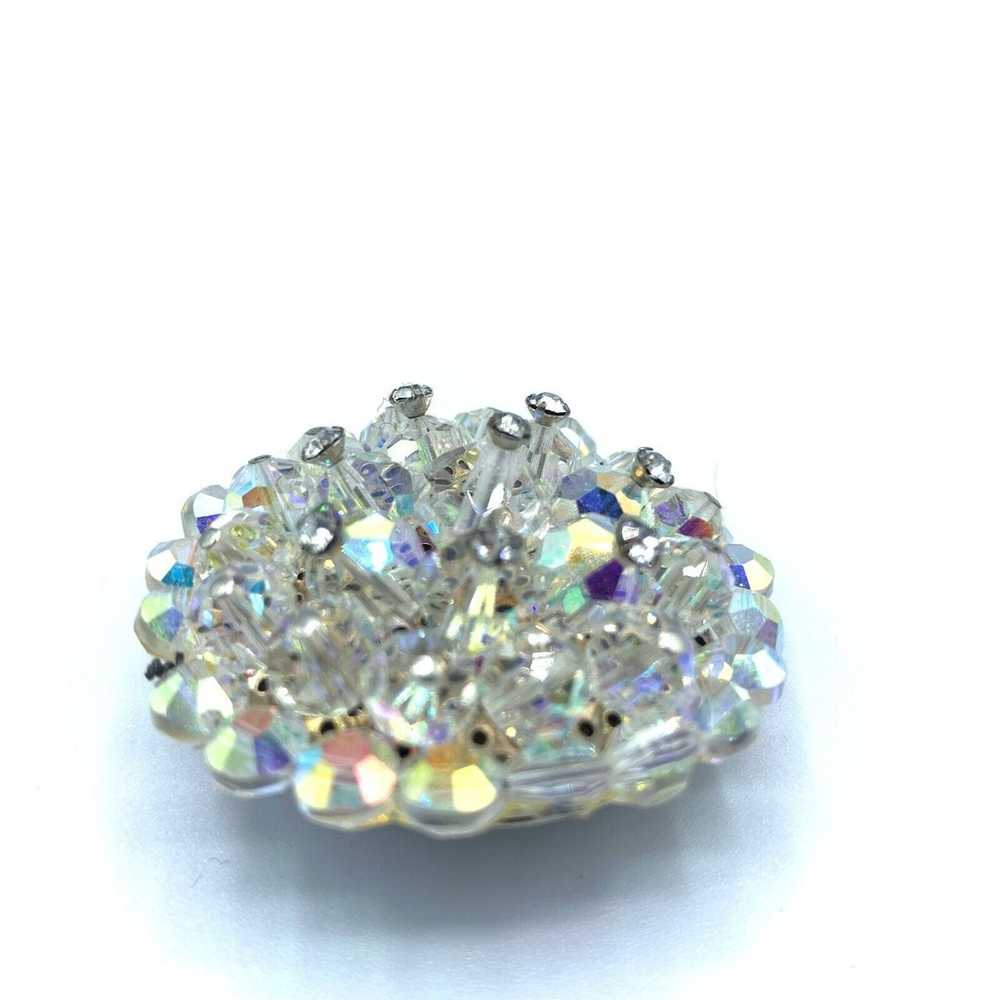 Vintage Aurora Borealis and rhinestone round broo… - image 3