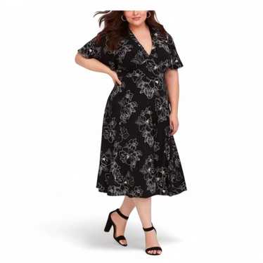 Torrid Black Floral Jersey Knit Midi Dress