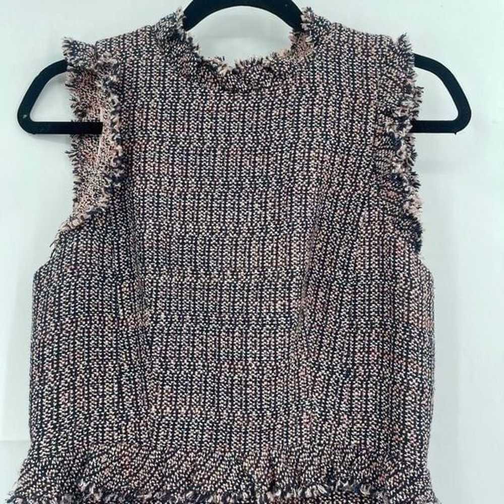 Rebecca Taylor Frayed Ruffle Tweed Dress Size 8 - image 4