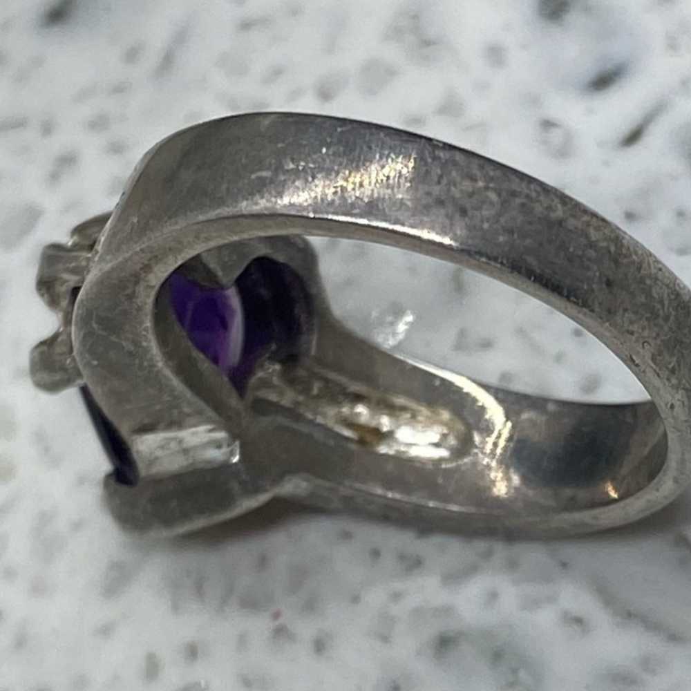 Vintage Sterling Silver Dark Amethyst Ring 7.25 - image 5