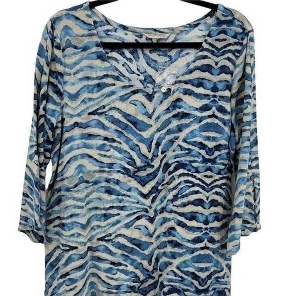 Soft Surroundings Coverup Dress L Blue Animal Tig… - image 5