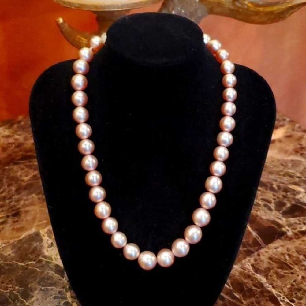 Vintage Faux Pearl Necklace, Sterling Silver Clas… - image 1