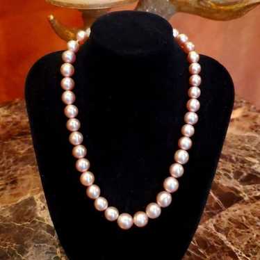 Vintage Faux Pearl Necklace, Sterling Silver Clas… - image 1