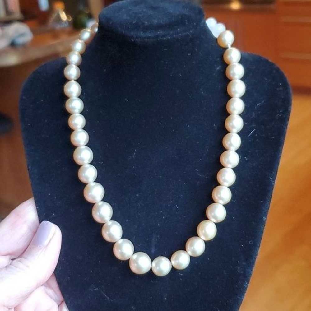 Vintage Faux Pearl Necklace, Sterling Silver Clas… - image 5