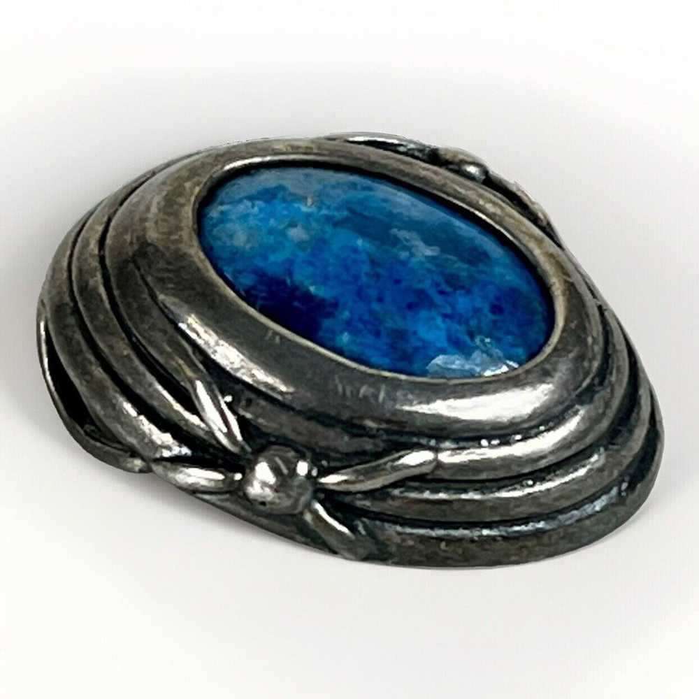 Vintage Blue Lace Agate Sterling Silver Oval Pend… - image 2