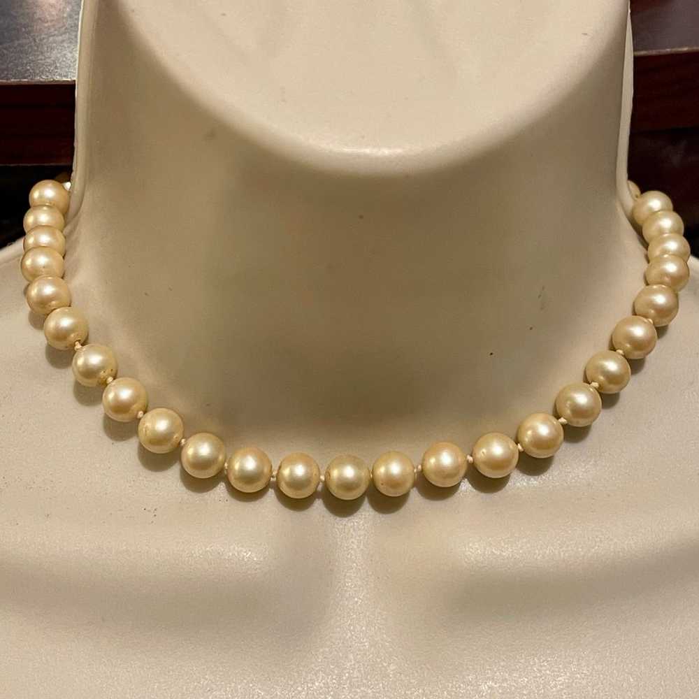 EUC Dusty Pink Faux Pearl Necklace. 16" - image 1