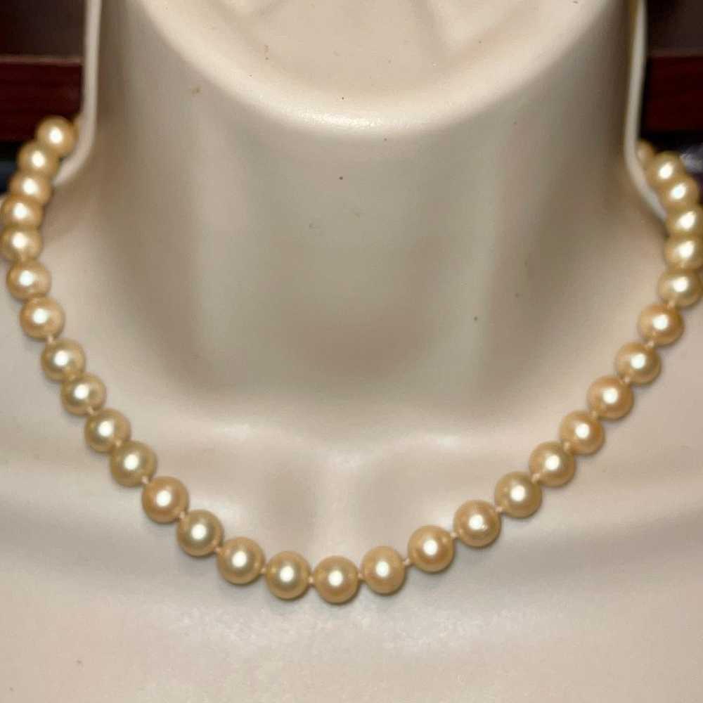 EUC Dusty Pink Faux Pearl Necklace. 16" - image 3