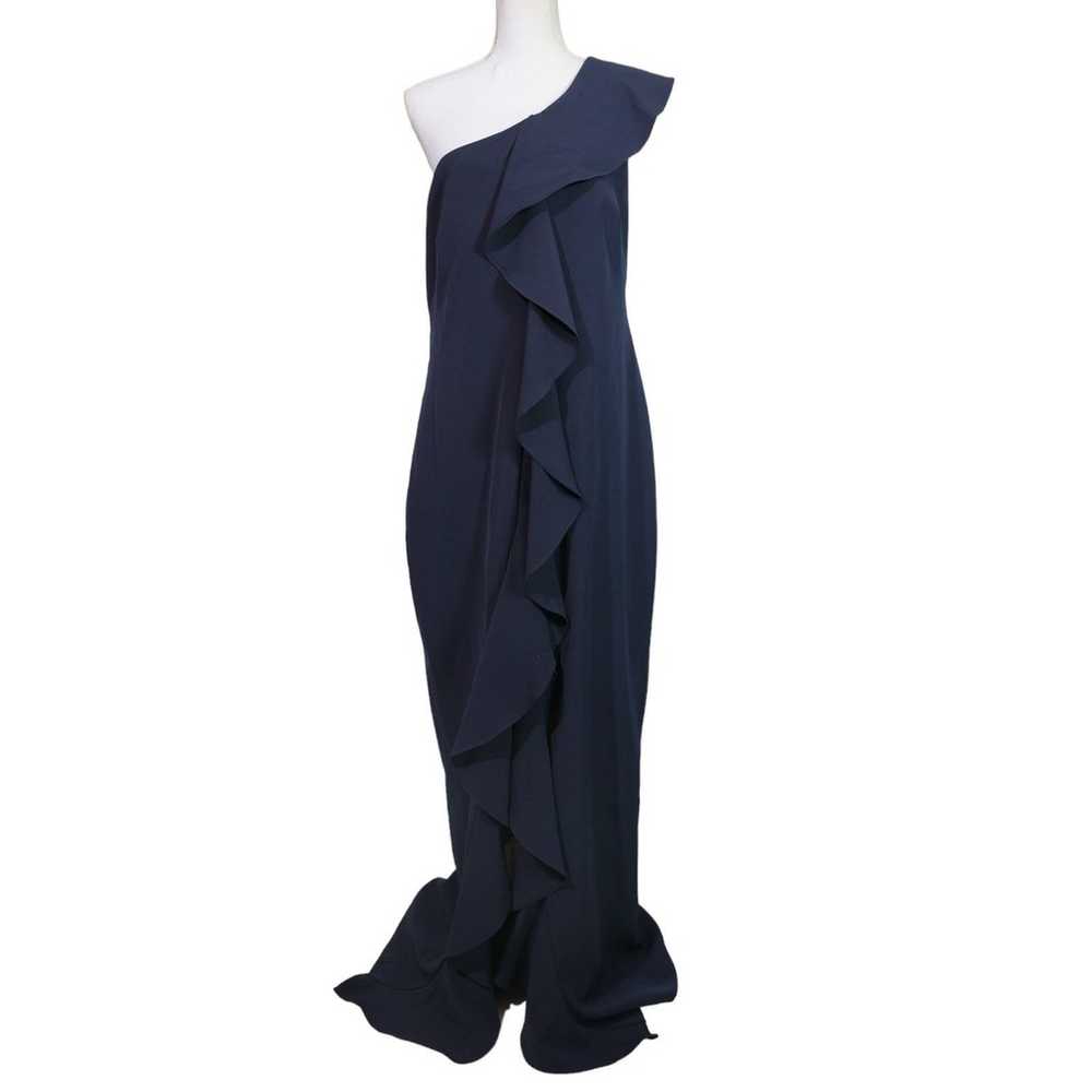 Eliza J navy blue one shoulder cascading ruffle e… - image 1