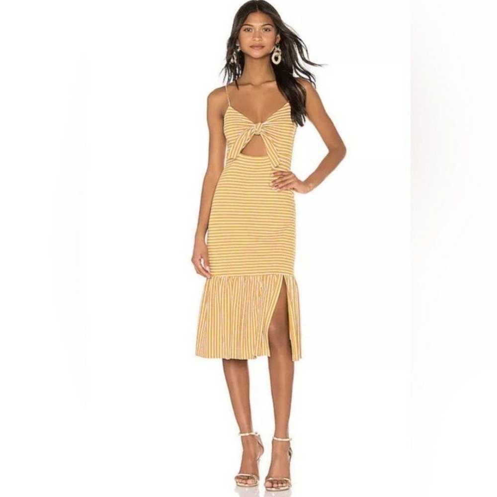 Saylor Doris Yellow White Striped Midi Dress in M… - image 11