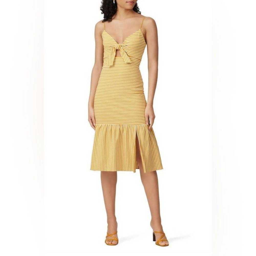 Saylor Doris Yellow White Striped Midi Dress in M… - image 1