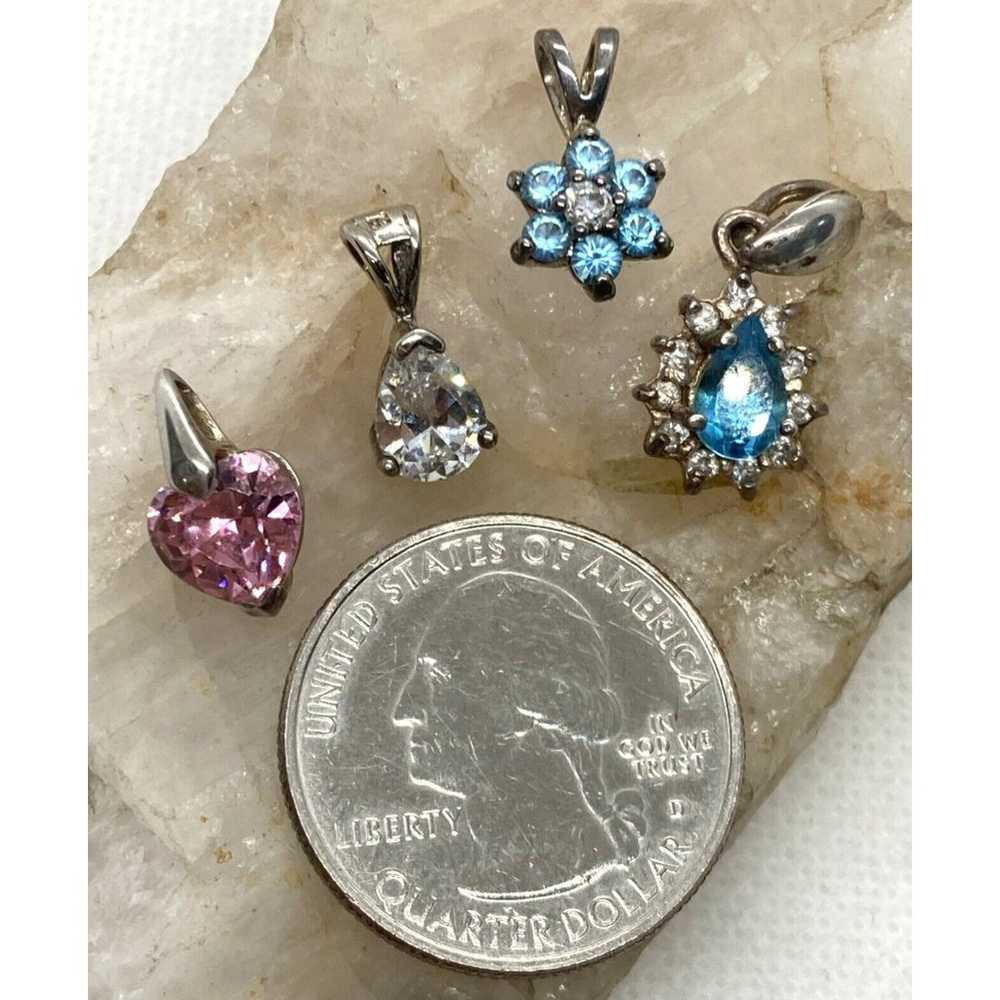 Vintage Lot of 4 CZ Dainty Pendants Sterling 925 … - image 2