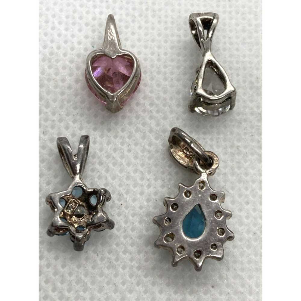 Vintage Lot of 4 CZ Dainty Pendants Sterling 925 … - image 4