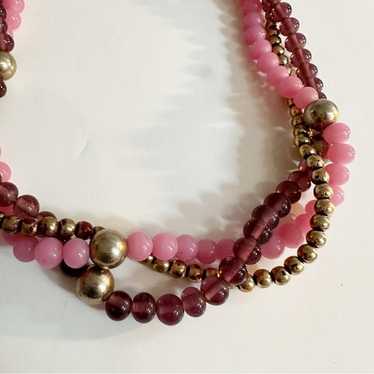 Vintage Sandra David Beaded Strand Necklace Mauve… - image 1