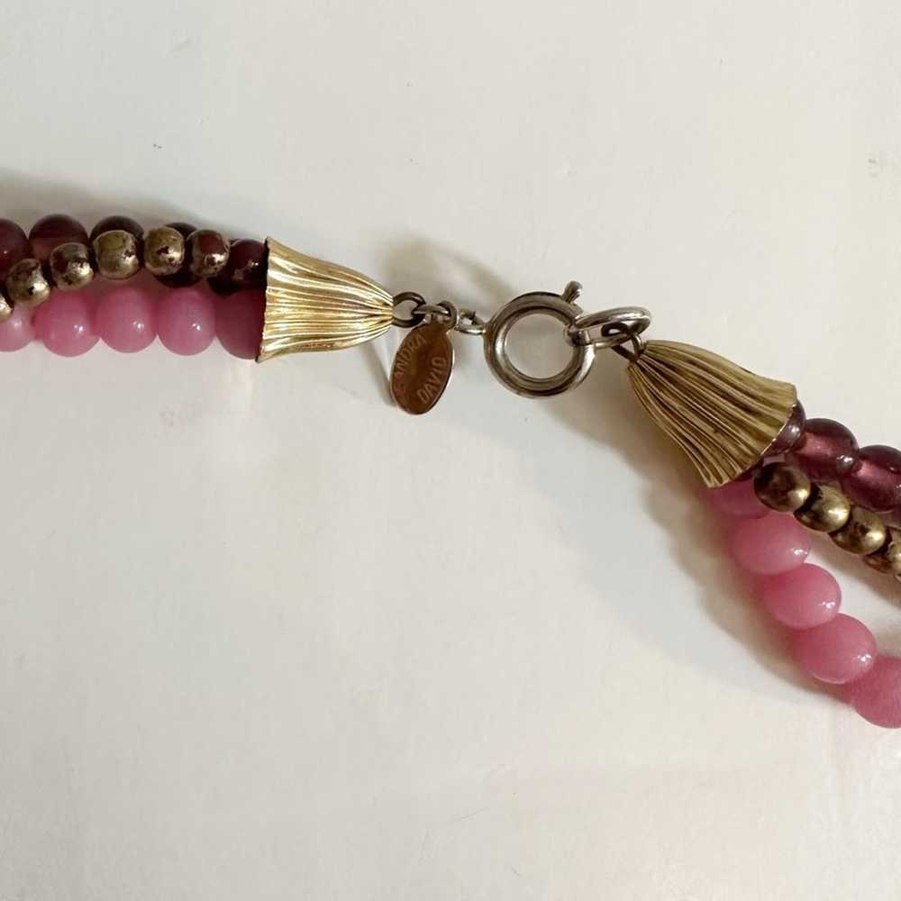 Vintage Sandra David Beaded Strand Necklace Mauve… - image 3