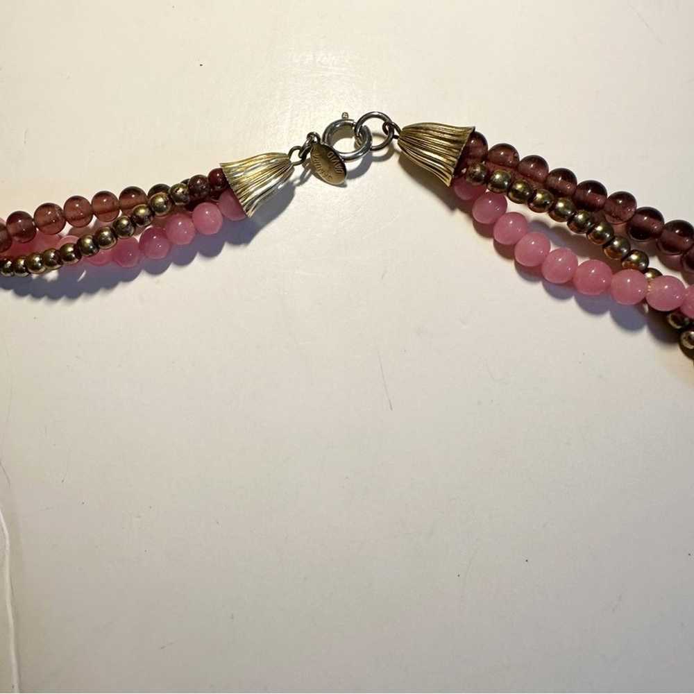 Vintage Sandra David Beaded Strand Necklace Mauve… - image 4