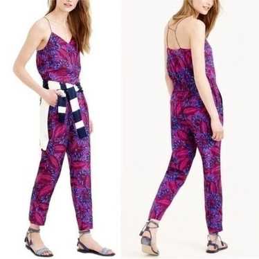 J Crew Silk Midnight  Floral Jumpsuit | Size 12