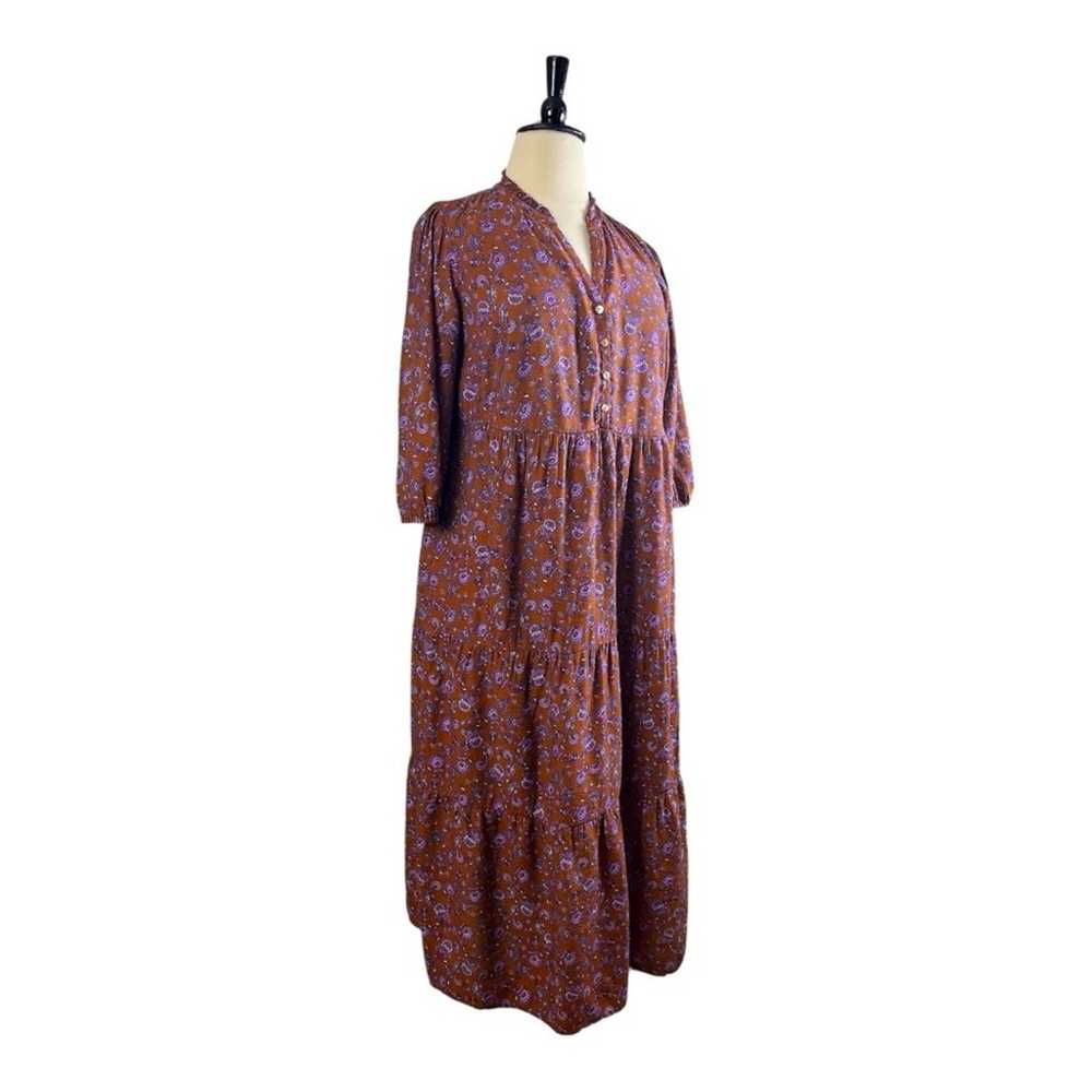 J.Jill Maxi Dress Tiered Ruffle 3/4 Sleeves Brown… - image 3