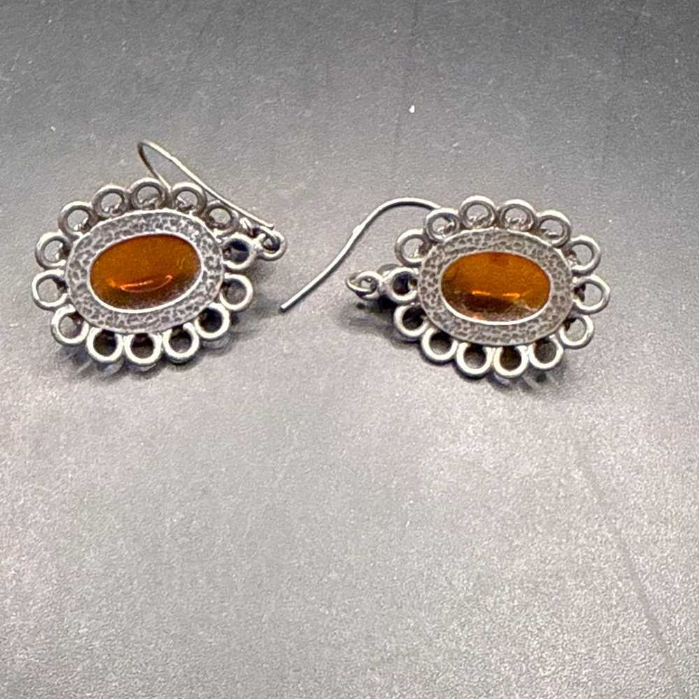 Vintage Carnelian Solid 925 Sterling Silver Earri… - image 4