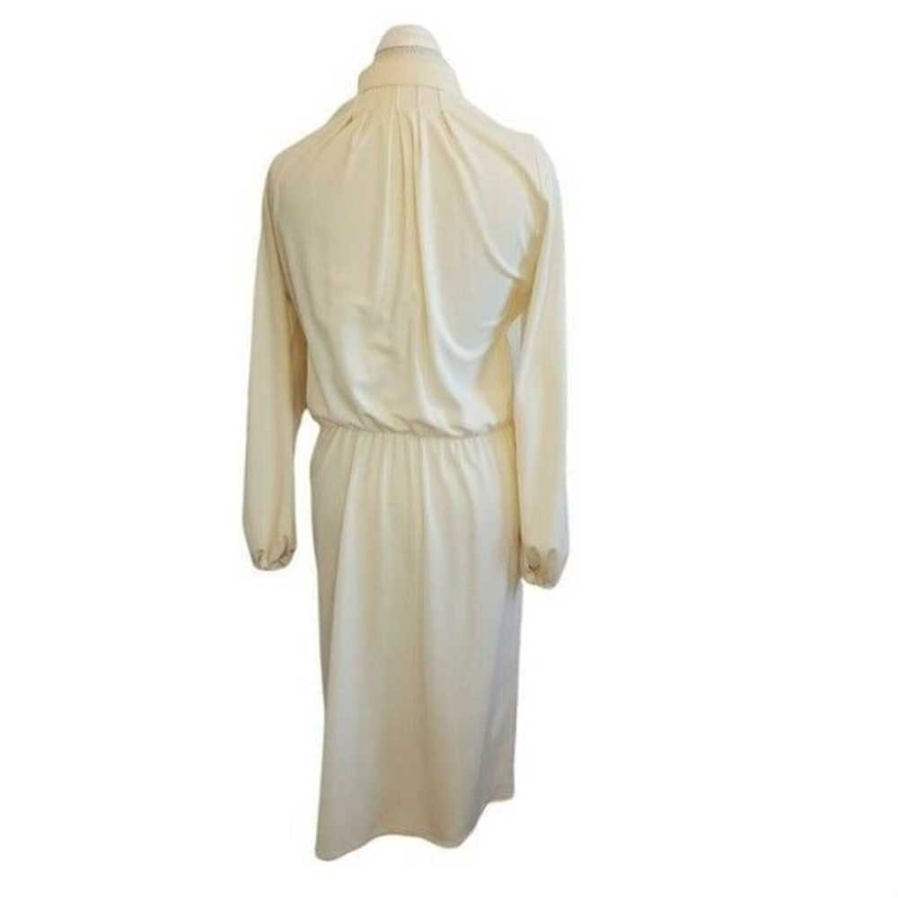 Vintage 60s Womens Medium Cream Midi Day Dress Pl… - image 4