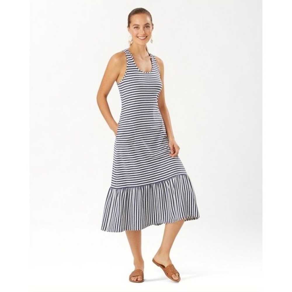 Tommy Bahama Blue Depths Striped Midi Dress Women… - image 1