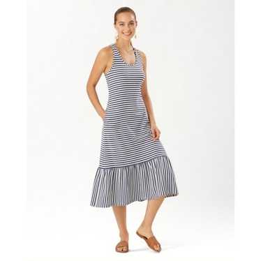 Tommy Bahama Blue Depths Striped Midi Dress Women… - image 1