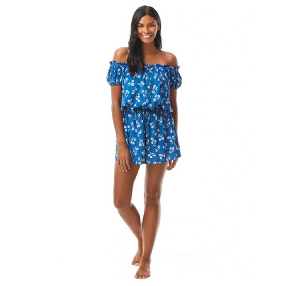 Kate Spade Blue/White Floral Romper | Size M - image 4