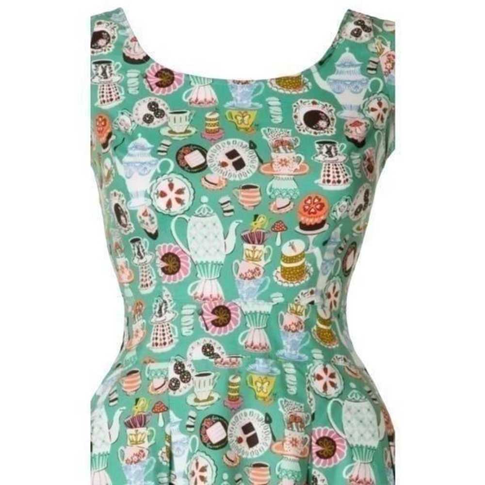 Retrolicious 50s Mad Tea Party Dress in Green - image 3