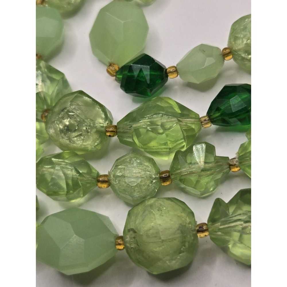 VINTAGE Germany Quadruple Strand Green Beaded Nec… - image 5