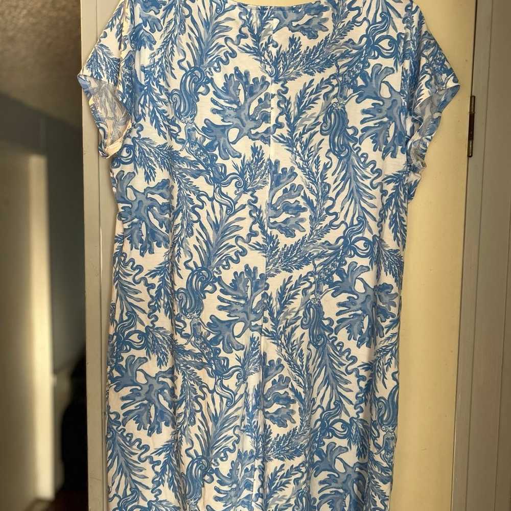 Lilly Pulitzer blue dress 100% Pima Cotton XL - image 3