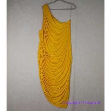 New! Eloquii Ruched One Shoulder Dress yellow ruch