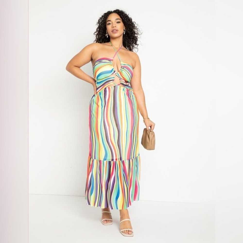 Eloquii | Colorful Striped Rainbow Strappy Cut Ou… - image 11