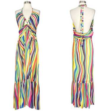 Eloquii | Colorful Striped Rainbow Strappy Cut Ou… - image 1