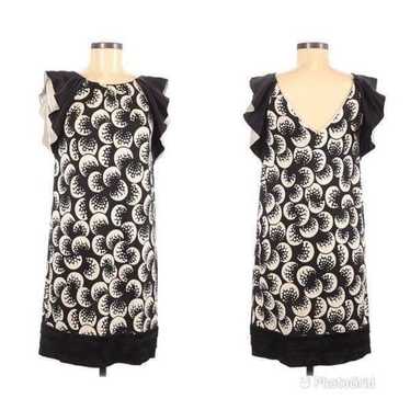 DVF Silk Print Jersey Dress Flutter Sleeve Shift … - image 1