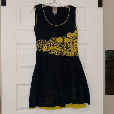 Anthropologie Yoana Baraschi Black & Yellow Embroi