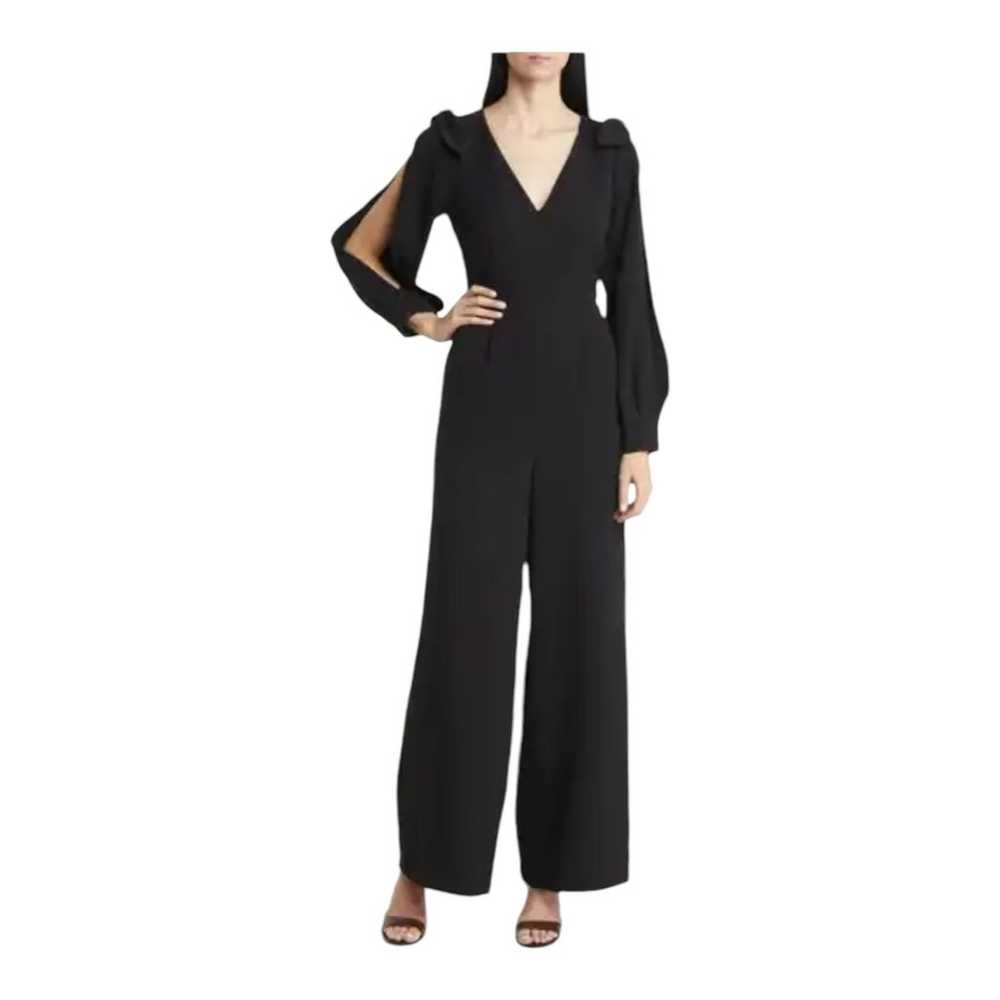 Eliza J jumpsuit slit sleeve wide leg crepe black… - image 7