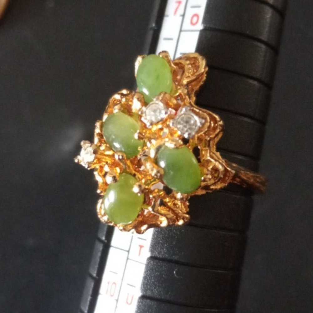 Vtg Estate Marked HGE 18k Gold Ring Lot of 3 Jade… - image 12