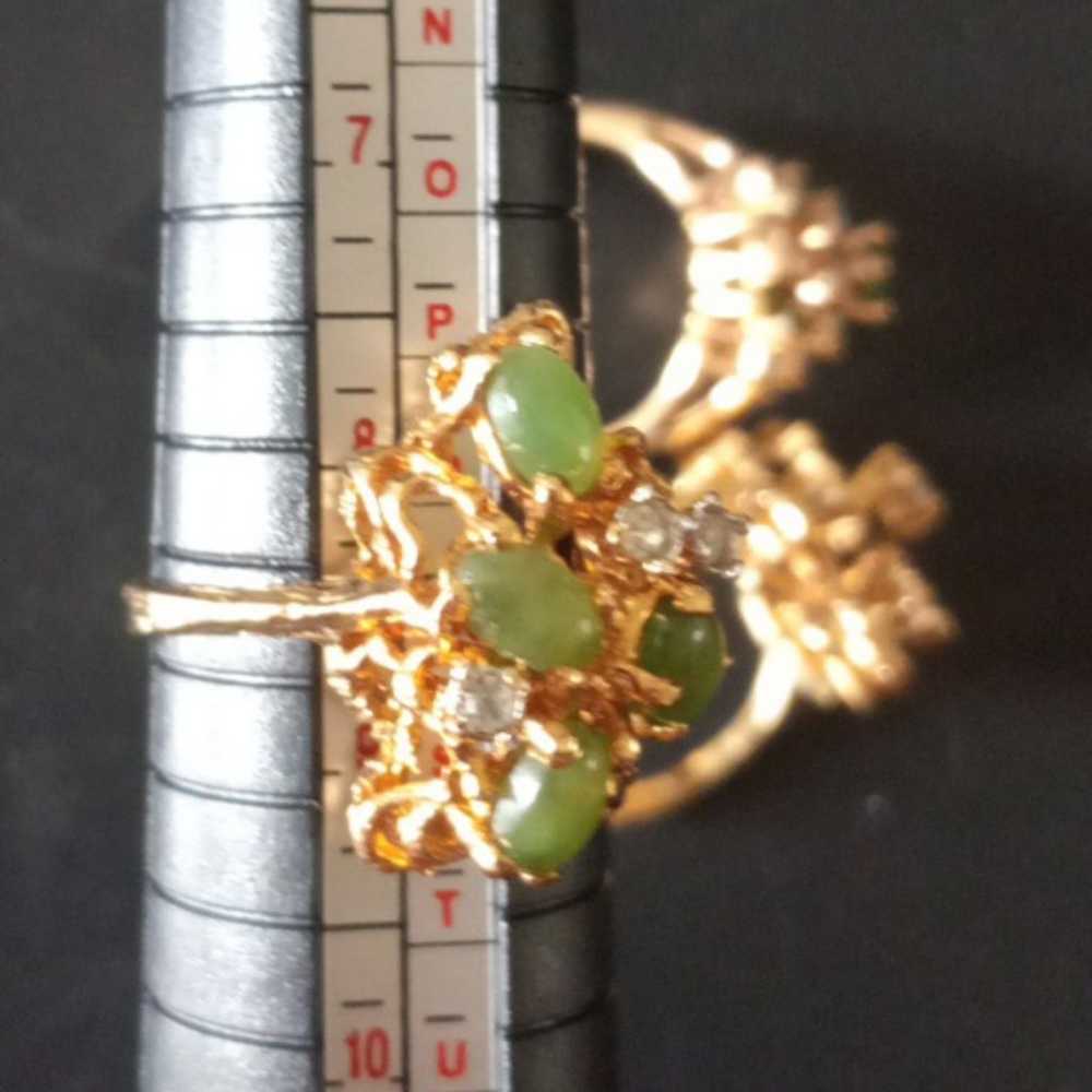 Vtg Estate Marked HGE 18k Gold Ring Lot of 3 Jade… - image 3