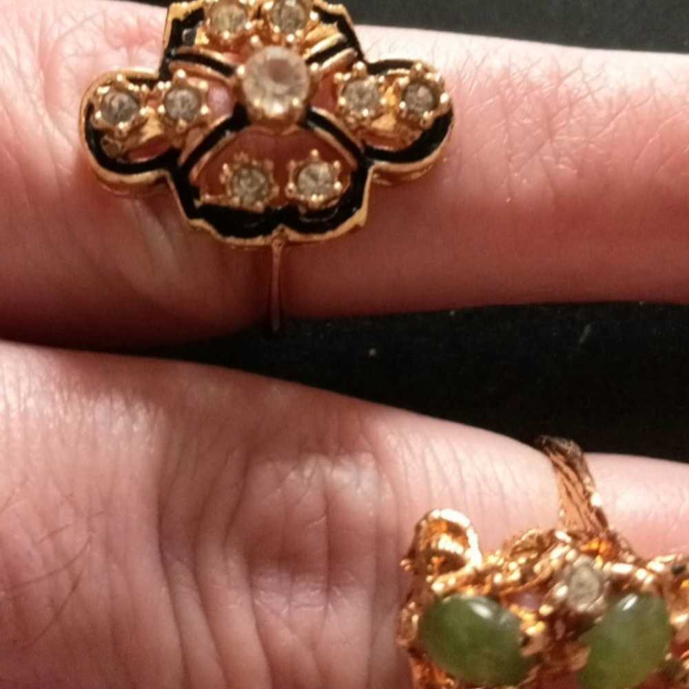 Vtg Estate Marked HGE 18k Gold Ring Lot of 3 Jade… - image 7