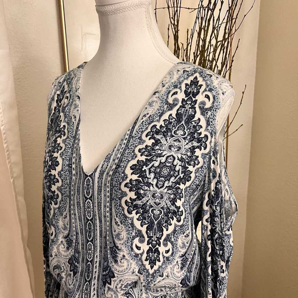 Alice & Olivia Blue Paisley Jolene Cold Shoulder … - image 3