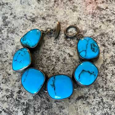 Vintage Turquoise 925 Silver Bracelet Southwestern