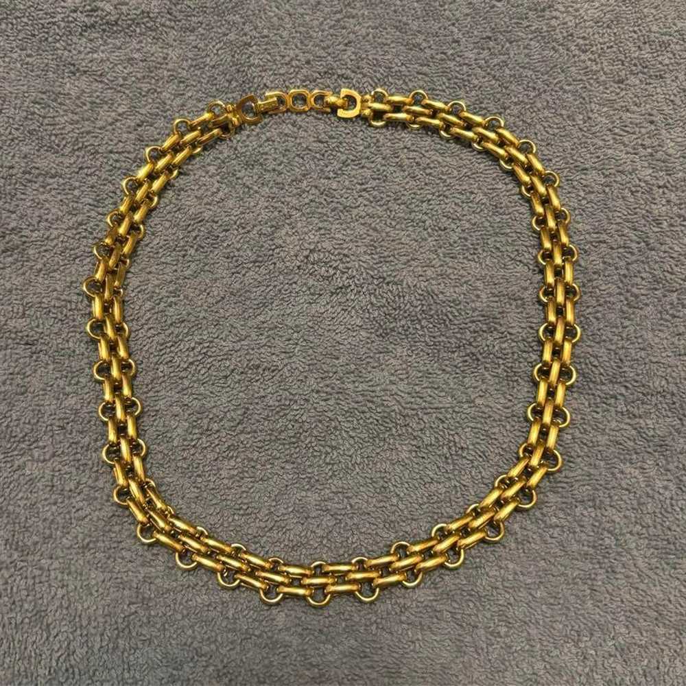 Christian Dior Gold Color Chain Necklace Thick Go… - image 1