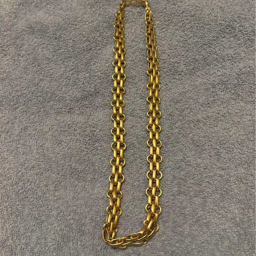 Christian Dior Gold Color Chain Necklace Thick Go… - image 3